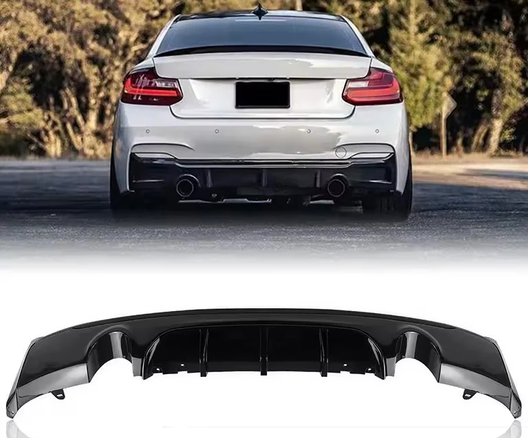 BMW F22 F23, M Performance look takapuskuriin diffuusori kiiltävän musta - Image 4