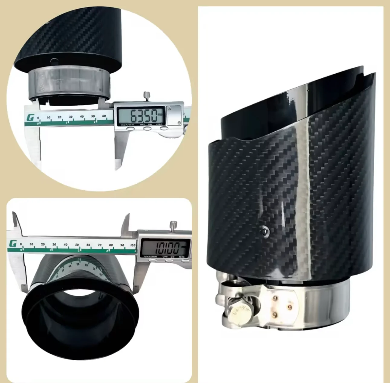 BMW Musta/hiilikuitu putkenpää 101mm - Image 3