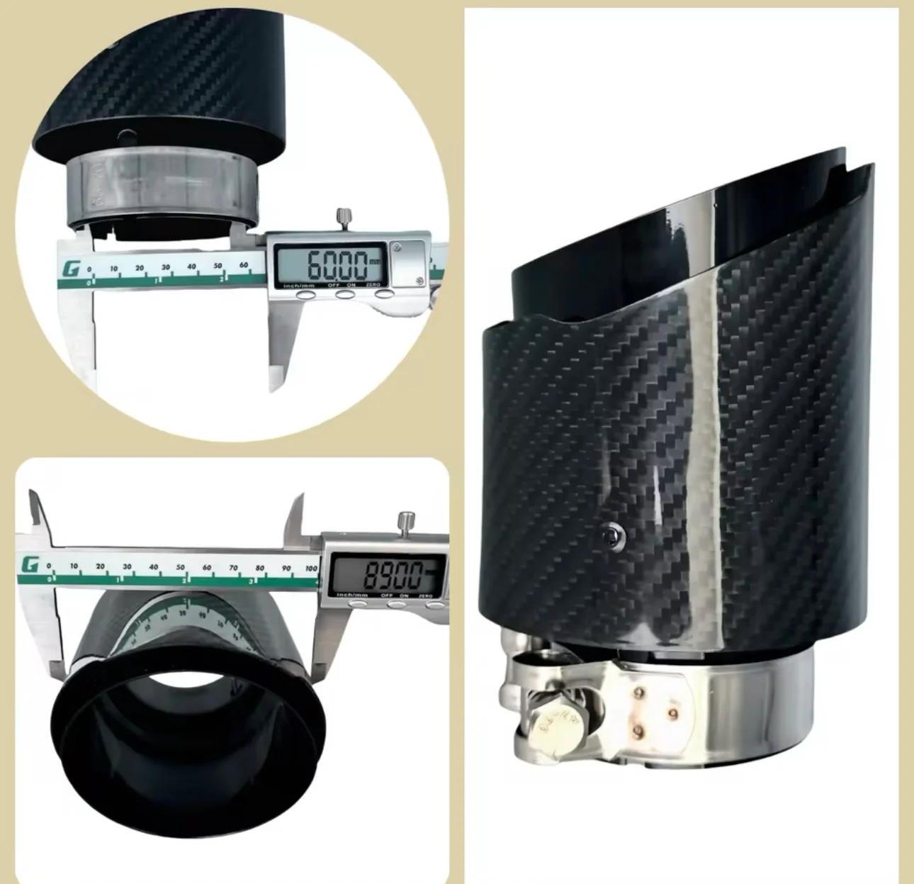 BMW Musta/hiilikuitu putkenpää 89mm - Image 3